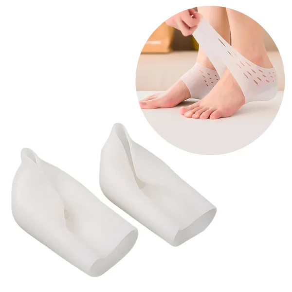 Meia Silicone Palmilha Ortopédica Protege Calcanhar Esporão O Par Branco - Imagem 4