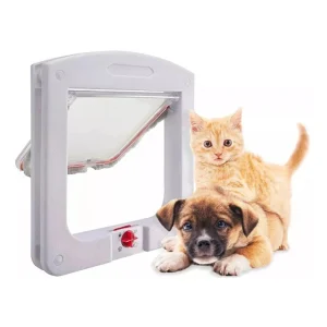 Porta Pet Door Para Cães E Gatos Ate 7kg Com Trava 4 Funções