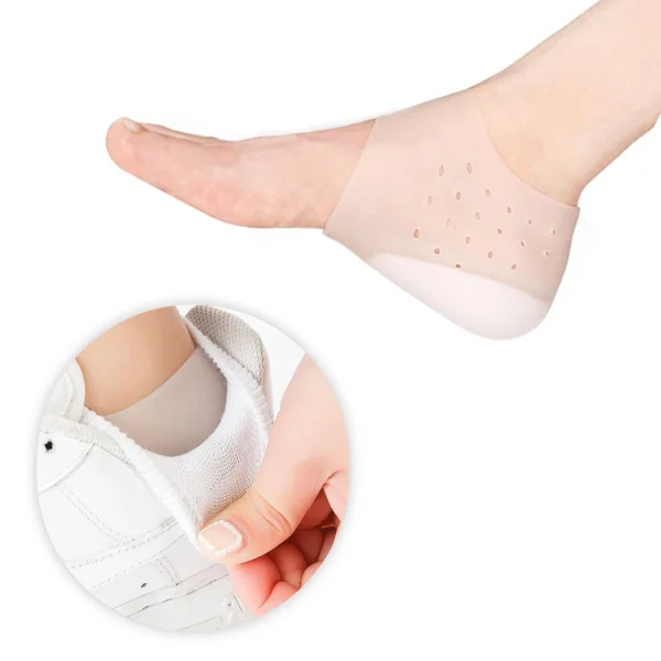 Meia Silicone Palmilha Ortopédica Protege Calcanhar Esporão O Par Branco - Imagem 2
