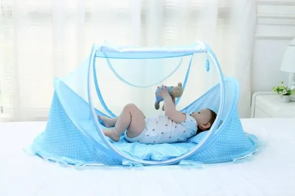 Berço de rede mosquiteira portátil compacto com proteção de bebê com zíper - Imagem 2