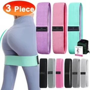 Kit 3 Faixas Elásticas de Exercício Bandas de Resistência ao Quadril Fitness