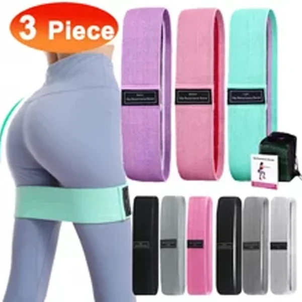 Kit 3 Faixas Elásticas de Exercício Bandas de Resistência ao Quadril Fitness