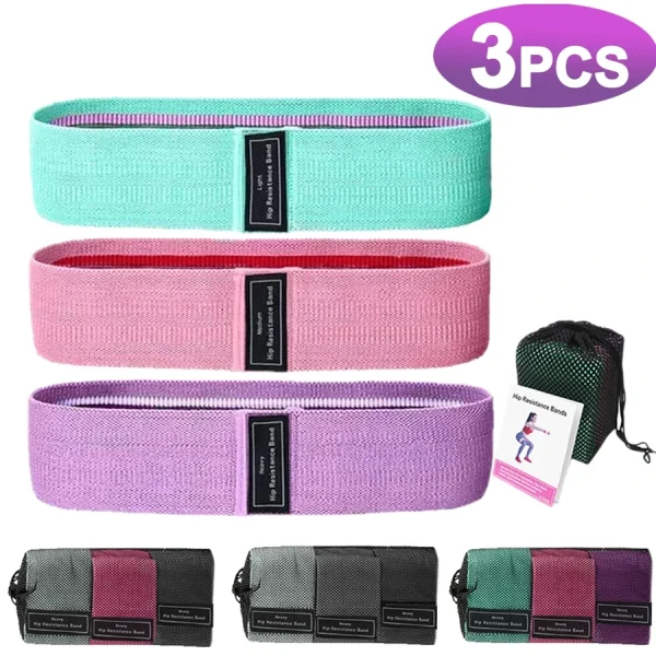 Kit 3 Faixas Elásticas de Exercício Bandas de Resistência ao Quadril Fitness - Imagem 4