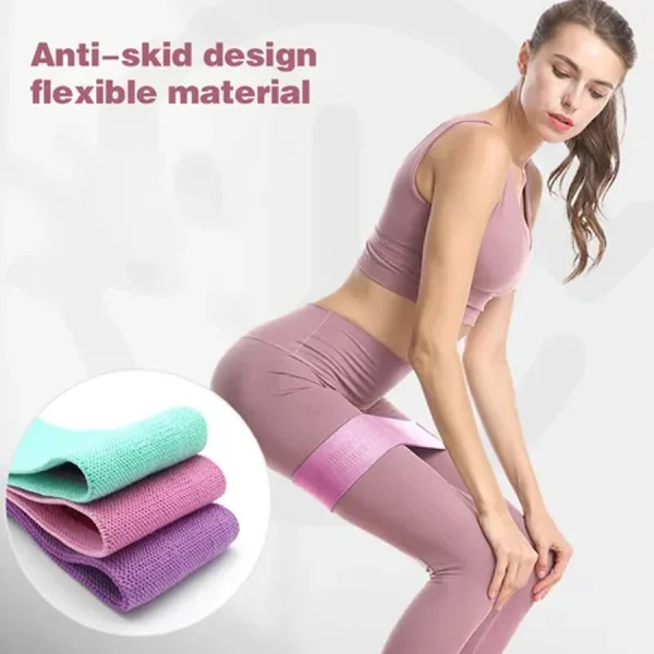 Kit 3 Faixas Elásticas de Exercício Bandas de Resistência ao Quadril Fitness - Imagem 6