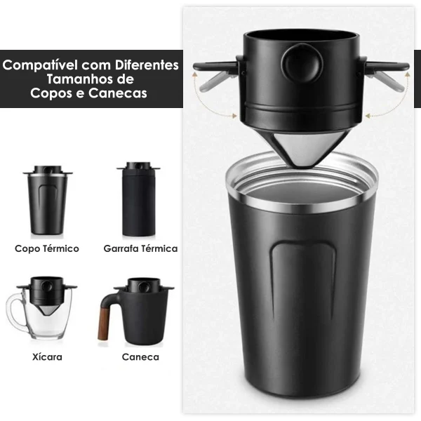 Mini Coador Portátil De Café Reutilizável Aço Inox Sem Filtro Para Copos Canecas - Imagem 4