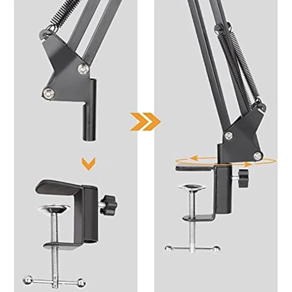 Pedestal Microfone Suporte De Mesa Braço Articulado Extensível Para Estúdio Podcast Locução - Imagem 4