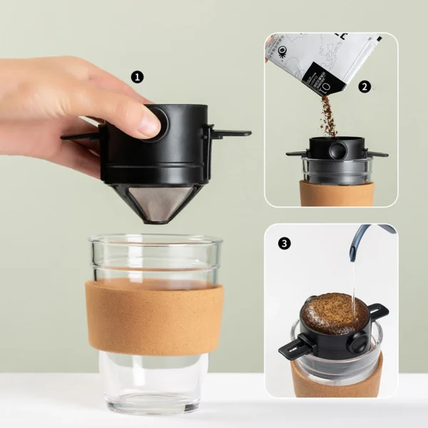 Mini Coador Portátil De Café Reutilizável Aço Inox Sem Filtro Para Copos Canecas - Imagem 3