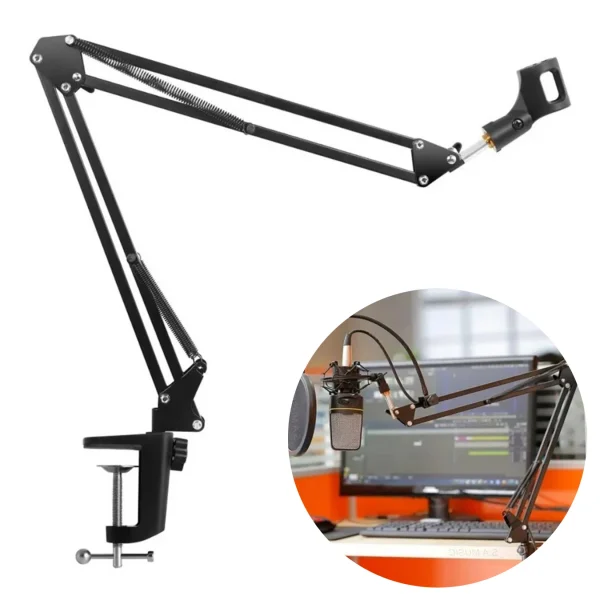 Pedestal Microfone Suporte De Mesa Braço Articulado Extensível Para Estúdio Podcast Locução - Imagem 2