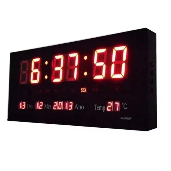 Relógio Parede Digital Led Grande Data Mês E Ano Temper 36cm - Imagem 2