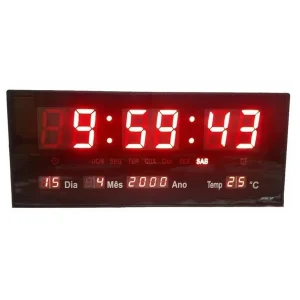 Relógio Parede Digital Led Grande Data Mês E Ano Temper 36cm