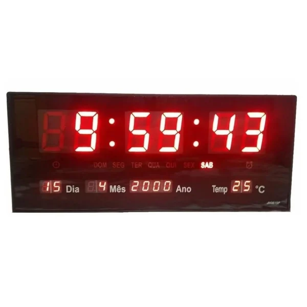 Relógio Parede Digital Led Grande Data Mês E Ano Temper 36cm
