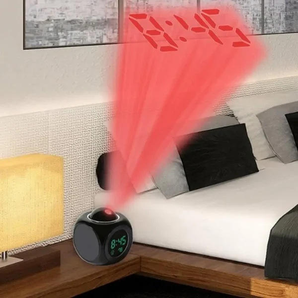 Relógio Despertador Digital Multifunções Voz Falante Led Projeção Temperatura - Imagem 5