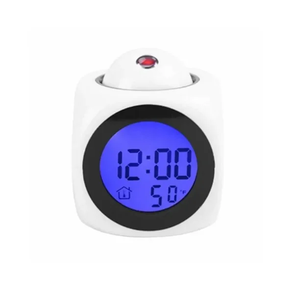 Relógio Despertador Digital Multifunções Voz Falante Led Projeção Temperatura - Imagem 2