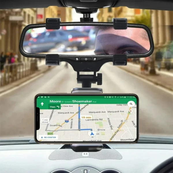 Suporte Para Celular Veicular Automotivo Encaixe Retrovisor Do Carro GPS 360 ° Universal - Imagem 2