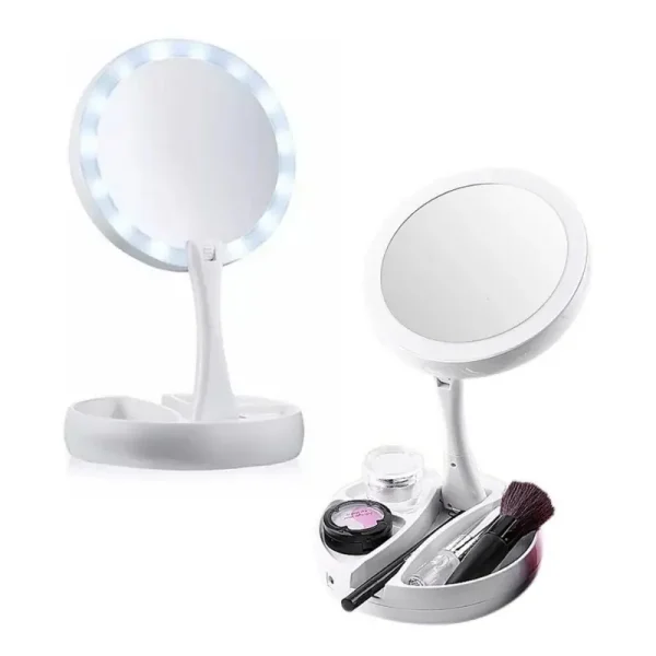 espelho de maquiagem LED dobrável ajustável de luxo original